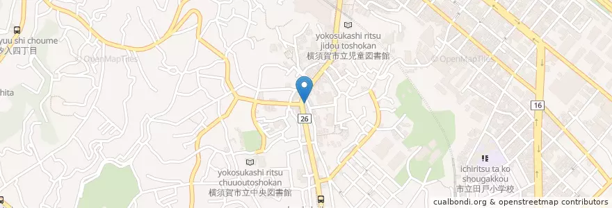 Mapa de ubicacion de 横須賀警察署上町一丁目交番 en ژاپن, 神奈川県, 横須賀市.