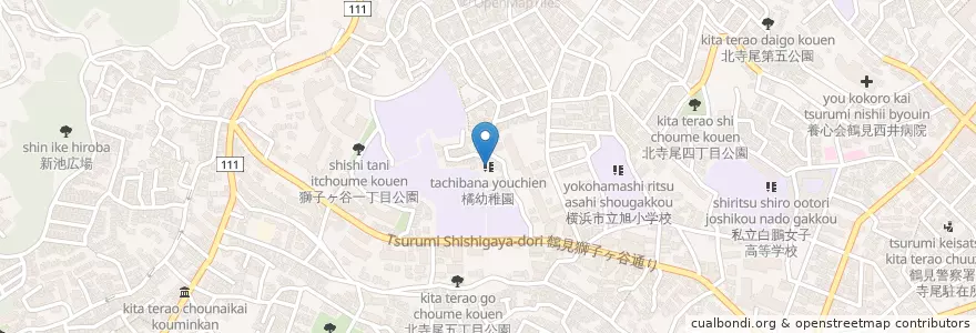 Mapa de ubicacion de 橘幼稚園 en 일본, 가나가와현, 요코하마시, 鶴見区.