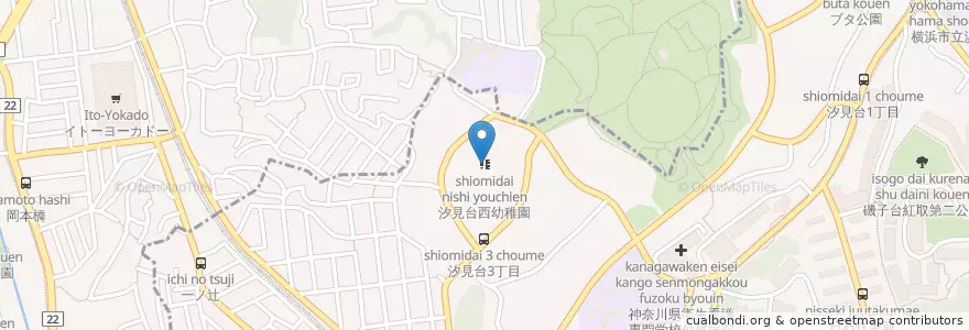 Mapa de ubicacion de 汐見台西幼稚園 en 일본, 가나가와현, 요코하마시, 磯子区.