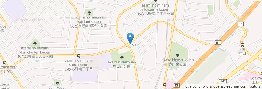 Mapa de ubicacion de 江田駅北口郵便局 en ژاپن, 神奈川県, 横浜市, 青葉区.