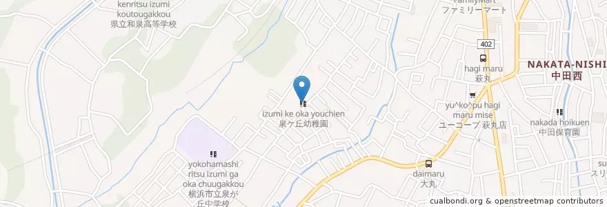 Mapa de ubicacion de 泉ケ丘幼稚園 en Japão, 神奈川県, 横浜市, 泉区.