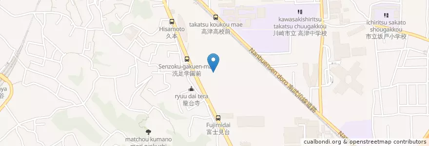 Mapa de ubicacion de 洗足こども短期大学 en Japan, 神奈川県, 川崎市, 高津区.