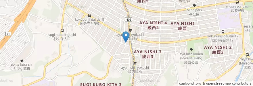Mapa de ubicacion de 海老名国分寺台郵便局 en Japan, Präfektur Kanagawa, 綾瀬市.