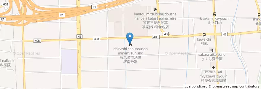 Mapa de ubicacion de 海老名市消防署南分署 en Jepun, 神奈川県, 海老名市.