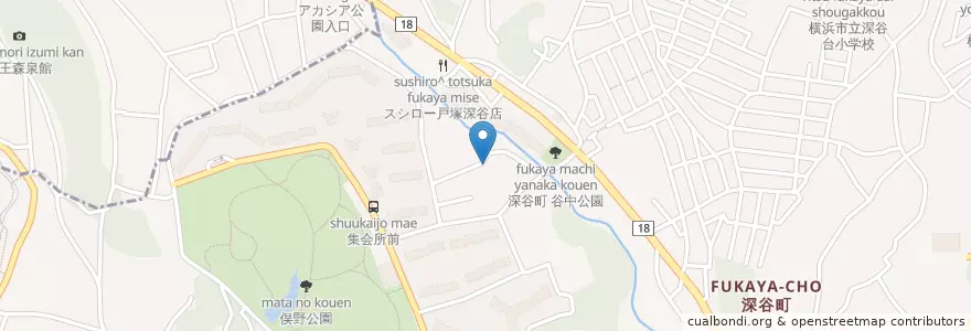 Mapa de ubicacion de 深園幼稚園 en Japan, Kanagawa Prefecture, Yokohama, Totsuka Ward.