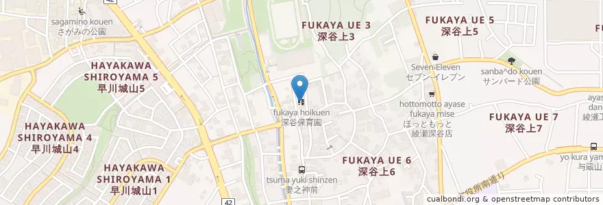 Mapa de ubicacion de 深谷保育園 en Jepun, 神奈川県, 綾瀬市.