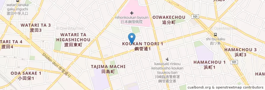Mapa de ubicacion de 渡田保育園 en 日本, 神奈川県, 川崎市, 川崎区.