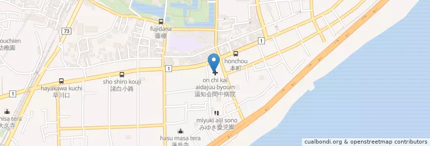 Mapa de ubicacion de 温知会間中病院 en اليابان, كاناغاوا, 小田原市.