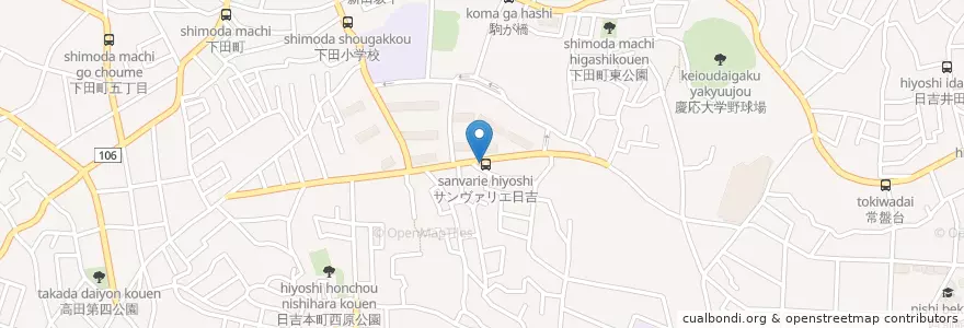 Mapa de ubicacion de 港北警察署下田交番 en اليابان, كاناغاوا, 横浜市, 港北区.