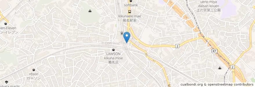 Mapa de ubicacion de 港北警察署菊名駅前交番 en Japon, Préfecture De Kanagawa, 横浜市, 港北区.
