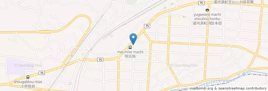 Mapa de ubicacion de 湯河原駅前郵便局 en Japan, Präfektur Kanagawa, 足柄下郡, 湯河原町.