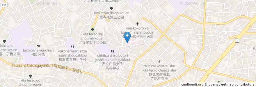 Mapa de ubicacion de 片山整形外科記念病院 en 日本, 神奈川県, 横浜市, 鶴見区.