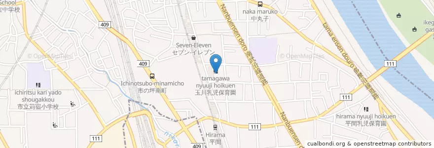 Mapa de ubicacion de 長幼会 玉川保育園 en Japón, Prefectura De Kanagawa, Kawasaki, 中原区.