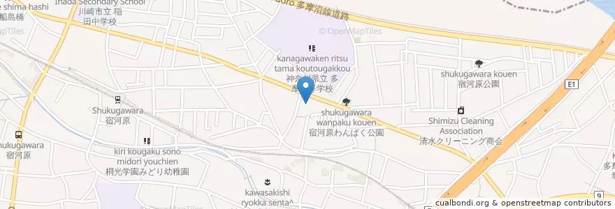 Mapa de ubicacion de 玉幼稚園 en Giappone, Prefettura Di Kanagawa, 川崎市, 多摩区.