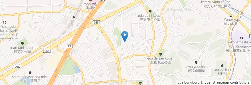 Mapa de ubicacion de 田園江田幼稚園 en Japan, 神奈川県, Yokohama, 青葉区.