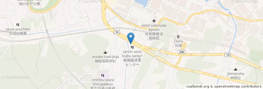 Mapa de ubicacion de 田浦警察署田浦町交番 en Japon, Préfecture De Kanagawa, 横須賀市.