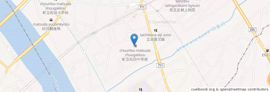 Mapa de ubicacion de 町立松田中学校 en 일본, 가나가와현, 足柄上郡, 松田町.