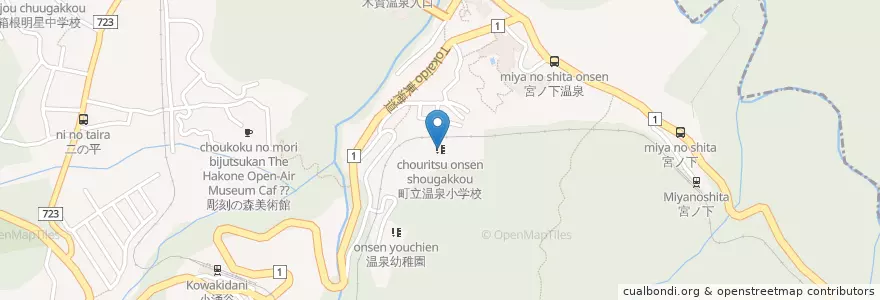 Mapa de ubicacion de 町立温泉小学校 en Japan, Präfektur Kanagawa, 足柄下郡, 箱根町.