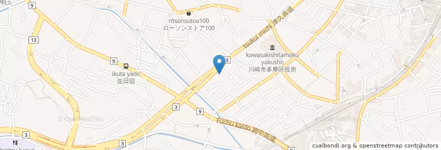Mapa de ubicacion de 登戸郵便局 en اليابان, كاناغاوا, 川崎市, 多摩区.