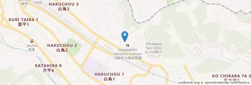 Mapa de ubicacion de 白鳥保育園 en 日本, 神奈川縣, 川崎市, 麻生区.
