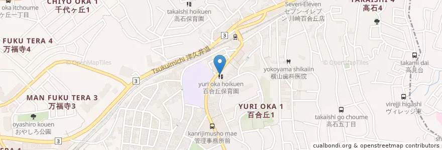 Mapa de ubicacion de 百合丘保育園 en Japan, Präfektur Kanagawa, 川崎市, 麻生区.
