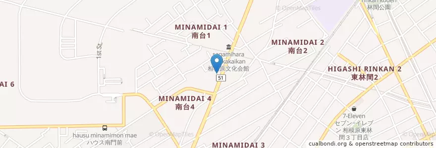 Mapa de ubicacion de 相模原南台郵便局 en Japan, Kanagawa Prefecture, Sagamihara, Minami Ward.