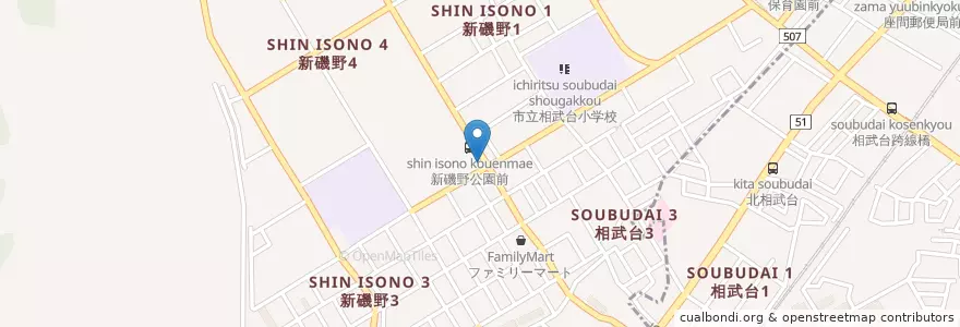 Mapa de ubicacion de 相模原南警察署相武台交番 en Japan, 神奈川県, 座間市, 相模原市, 南区.