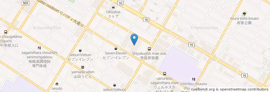 Mapa de ubicacion de 相模原市役所 (Sagamihara City Hall) en Japonya, 神奈川県, 相模原市, 中央区.