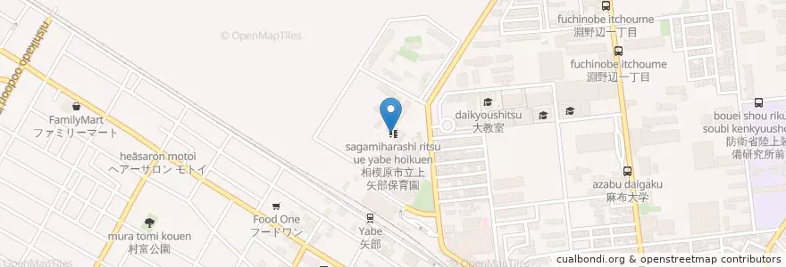 Mapa de ubicacion de 相模原市立上矢部保育園 en اليابان, كاناغاوا, 相模原市, 中央区.
