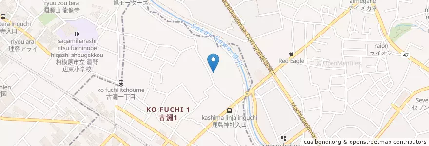 Mapa de ubicacion de 相模原市立古淵児童館 en Japão, 神奈川県, Tóquio, 相模原市, 町田市, 南区.