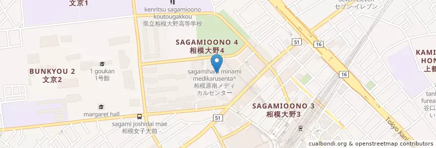 Mapa de ubicacion de 相模原市立相模大野図書館 en Japan, Präfektur Kanagawa, 相模原市, 南区.