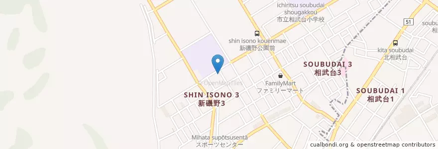 Mapa de ubicacion de 相模原新磯野郵便局 en Japan, Präfektur Kanagawa, 座間市, 相模原市, 南区.
