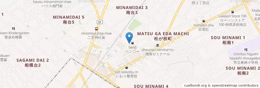 Mapa de ubicacion de 相模原松が枝郵便局 en ژاپن, 神奈川県, 相模原市, 南区.