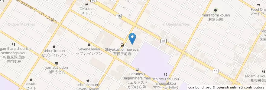 Mapa de ubicacion de 相模原郵便局 en Japon, Préfecture De Kanagawa, 相模原市, 中央区.