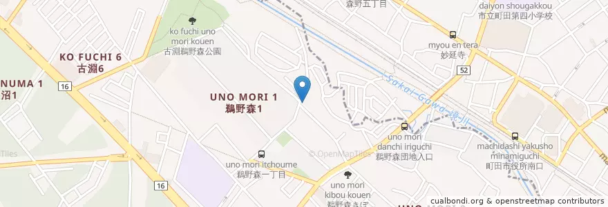Mapa de ubicacion de 相模原鵜野森郵便局 en 일본, 가나가와현, 도쿄도, 相模原市, 町田市, 南区.