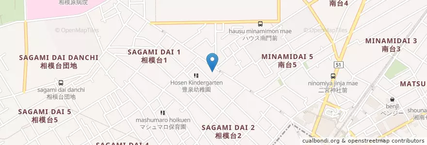 Mapa de ubicacion de 相模台郵便局 en ژاپن, 神奈川県, 相模原市, 南区.