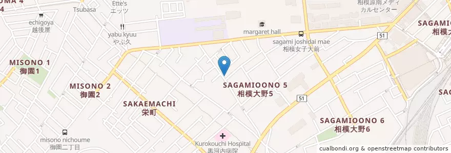 Mapa de ubicacion de 相模大野五郵便局 en Japan, Kanagawa Prefecture, Sagamihara, Minami Ward.