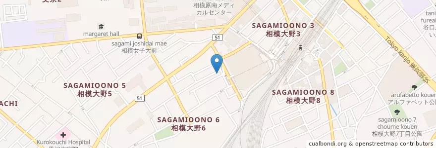 Mapa de ubicacion de 相模大野郵便局 en 日本, 神奈川県, 相模原市, 南区.