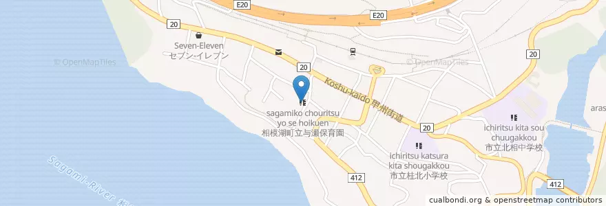 Mapa de ubicacion de 相模湖町立与瀬保育園 en Japon, Préfecture De Kanagawa, 相模原市, 緑区.