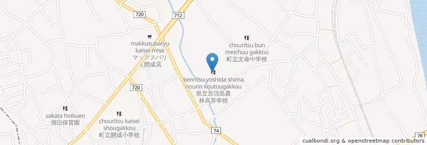 Mapa de ubicacion de 県立吉田島農林高等学校 en 일본, 가나가와현, 足柄上郡, 開成町.
