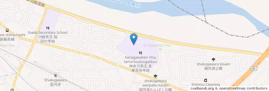 Mapa de ubicacion de 県立多摩高等学校 en Japan, Kanagawa Prefecture, Kawasaki, Tama Ward.