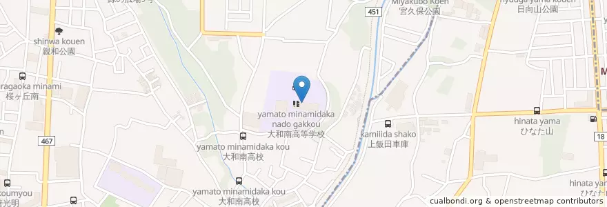 Mapa de ubicacion de 県立大和南高等学校 en Japan, 神奈川県, 大和市.