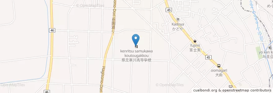Mapa de ubicacion de 県立寒川高等学校 en Japan, Kanagawa Prefecture, Koza County, Samukawa.