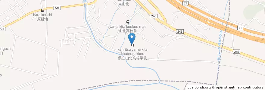 Mapa de ubicacion de 県立山北高等学校 en 日本, 神奈川県, 足柄上郡, 山北町.