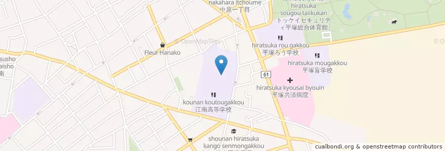 Mapa de ubicacion de 県立平塚江南高等学校 en Japan, 神奈川県, 平塚市.