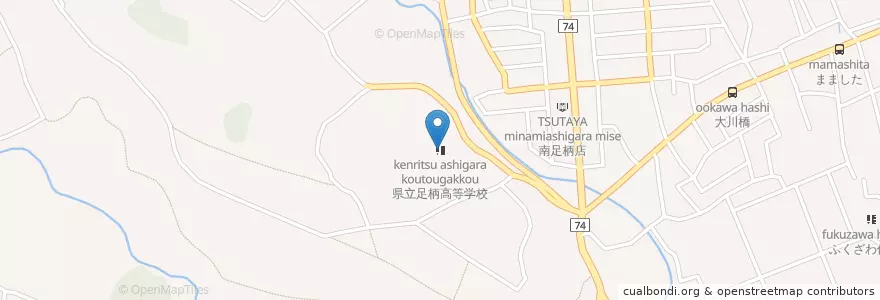 Mapa de ubicacion de 県立足柄高等学校 en Japón, Prefectura De Kanagawa, 南足柄市.