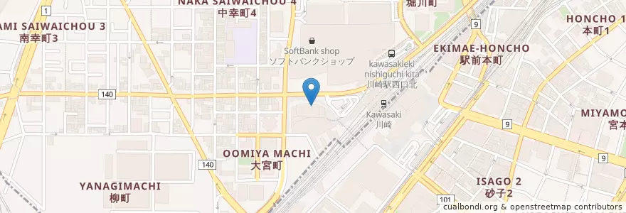 Mapa de ubicacion de 石油天然ガス・金属鉱物資源機構川崎本部 en Japão, 神奈川県, 川崎市.