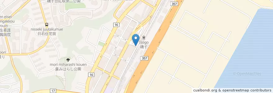 Mapa de ubicacion de 磯子警察署磯子駅前交番 en Japón, Prefectura De Kanagawa, Yokohama, 磯子区.