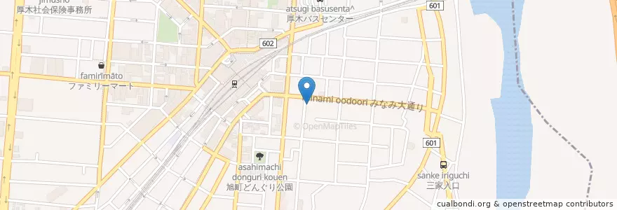 Mapa de ubicacion de 神奈川労働局厚木労働基準監督署 en Japan, Kanagawa Prefecture, Atsugi.