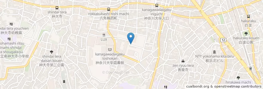 Mapa de ubicacion de 神奈川大学 en Japonya, 神奈川県, 横浜市, 神奈川区.